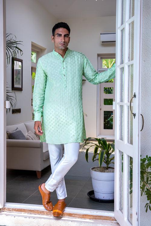 Mint Green Embroidered Kurta Set