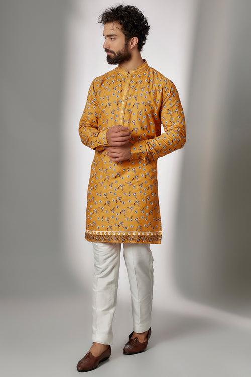 Embroidered Yellow Kurta Set