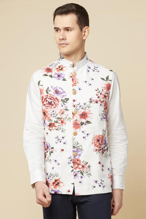 Floral Digital Print Bundi Jacket