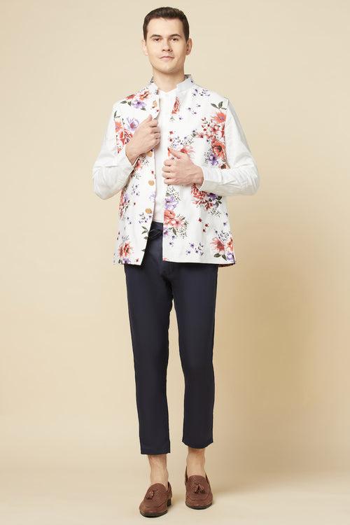 Floral Digital Print Bundi Jacket