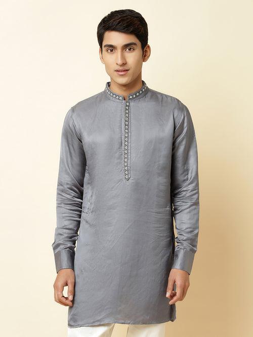 Grey Embroidered Kurta