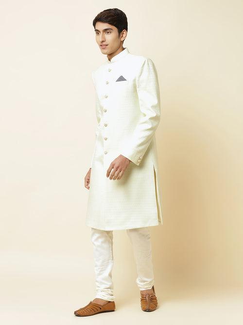 Mint Green Textured Sherwani Set