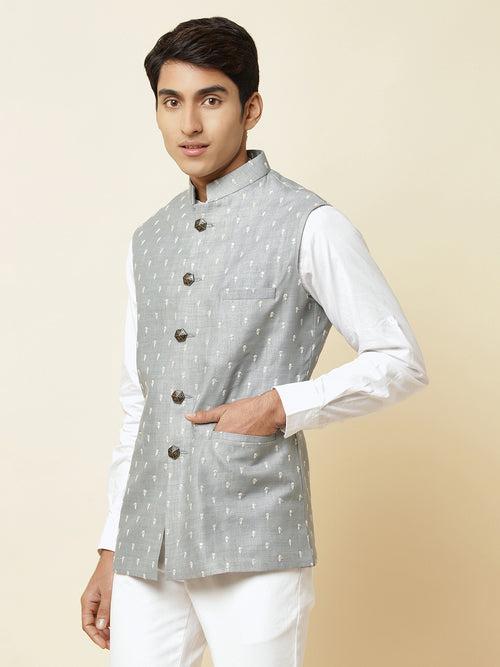 Grey Embroidered Bundi Jacket