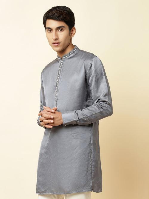 Grey Embroidered Kurta