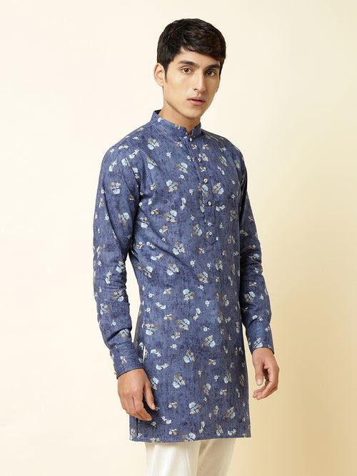 Blue Floral Print Kurta