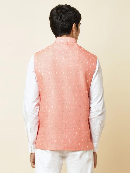 Pink Embroidered Bundi Jacket