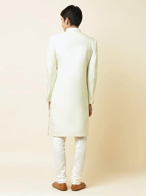 Mint Green Textured Sherwani Set