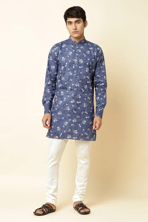 Blue Floral Print Kurta