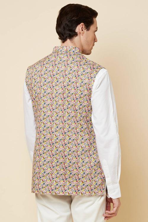 Floral Micro Print Bundi Jacket