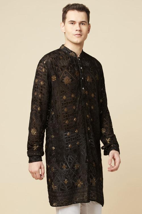 Black Lucknowi Embroidered Kurta Set