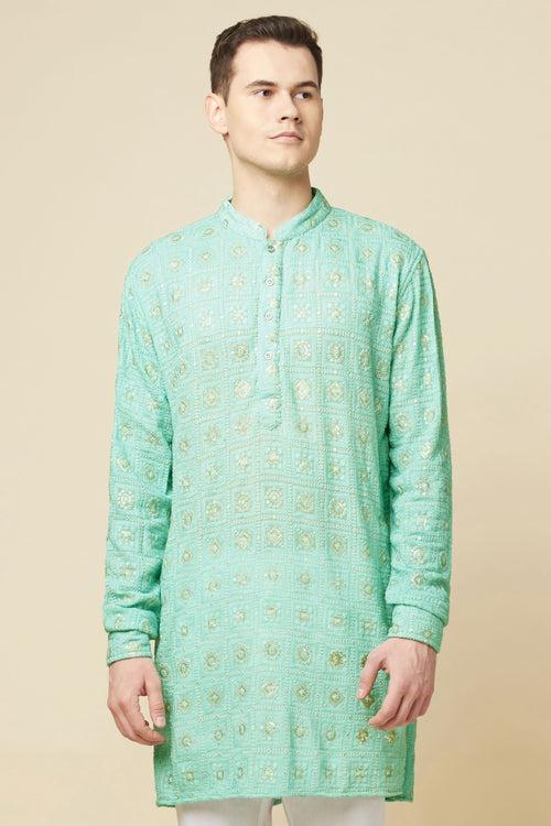 Green Lucknowi Embroidered Kurta Set