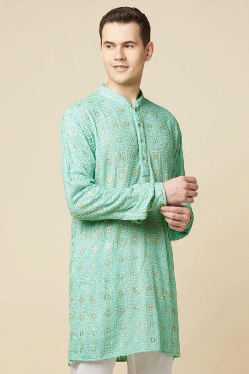 Green Lucknowi Embroidered Kurta Set