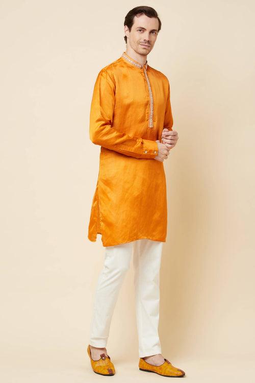 Mustard Embroidered Kurta