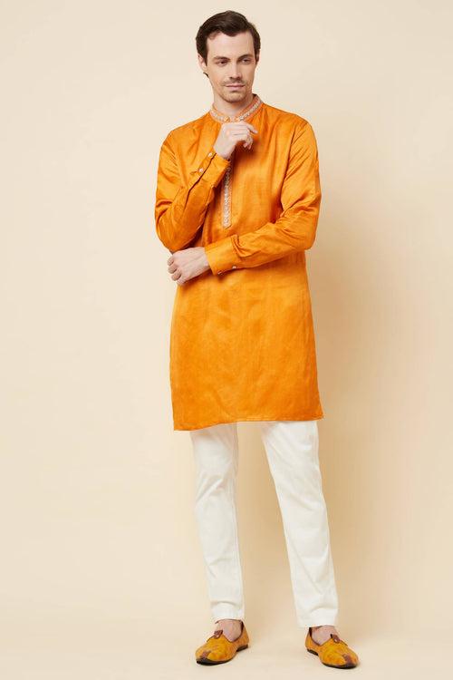 Mustard Embroidered Kurta