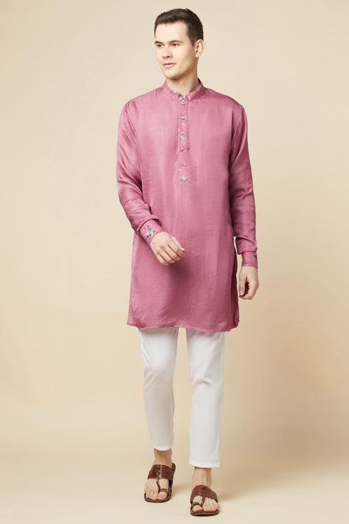 Pink Kurta with Floral Detail