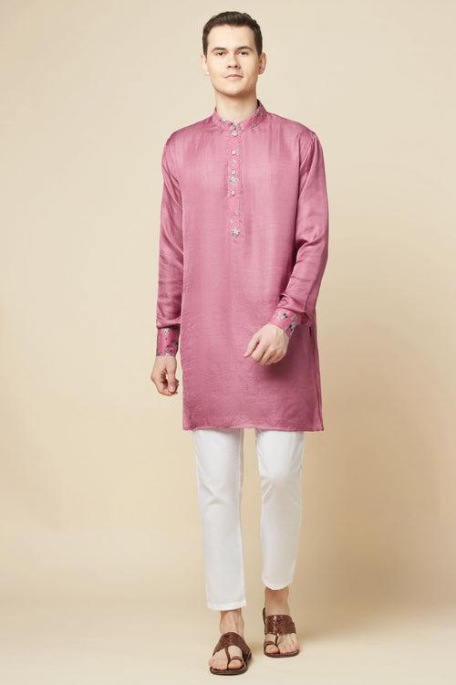 Pink Kurta with Floral Detail