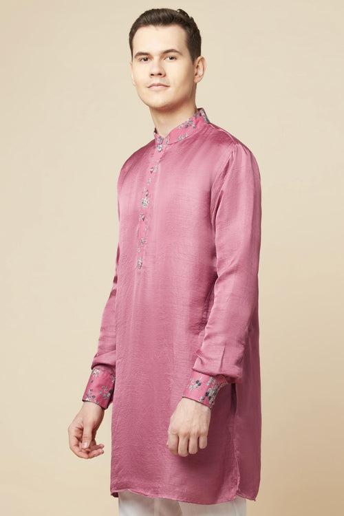 Pink Kurta with Floral Detail