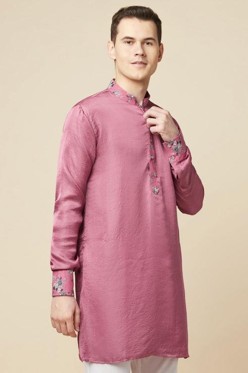 Pink Kurta with Floral Detail