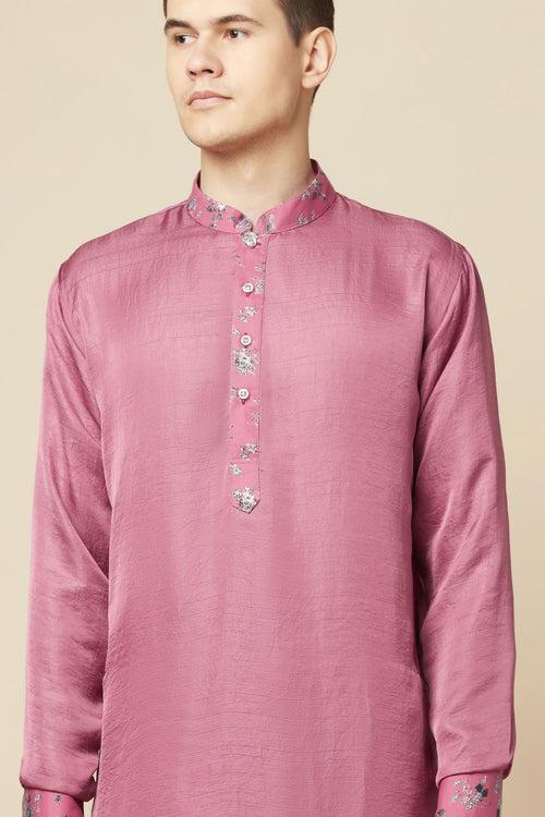 Pink Kurta with Floral Detail