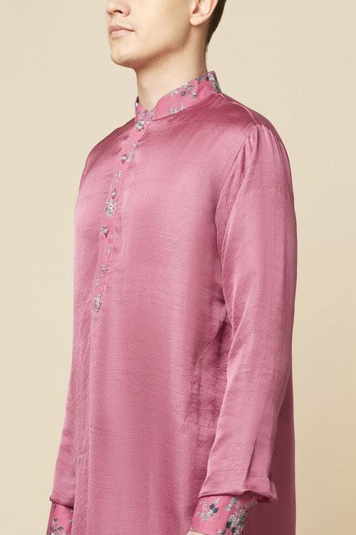 Pink Kurta with Floral Detail