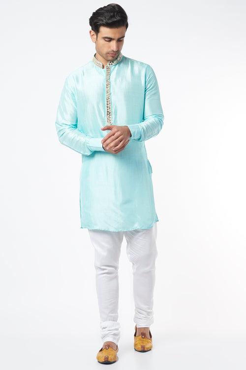 Ice Blue Embroidered Kurta Set