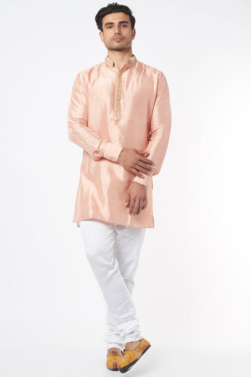 Peach Embroidered Kurta Set