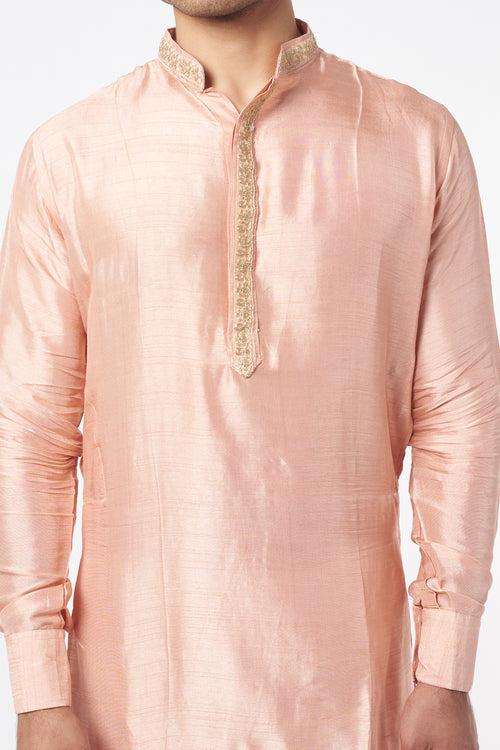 Peach Embroidered Kurta Set