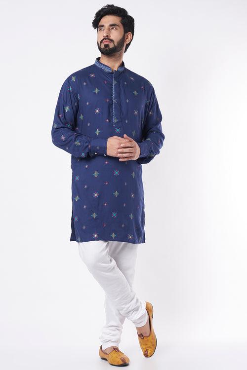 Blue Printed Kurta Set