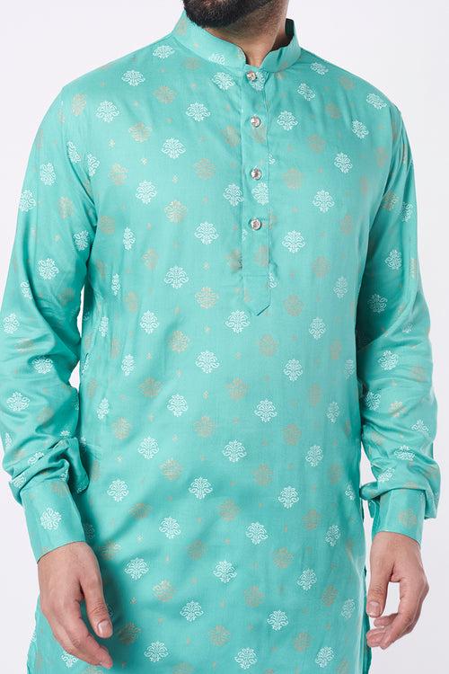 Green Printed Kurta Set