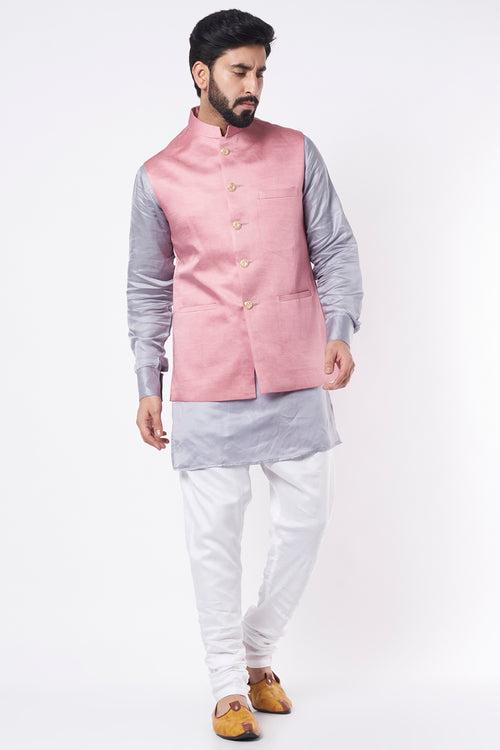 Contrast Bundi Jacket with Kurta Set