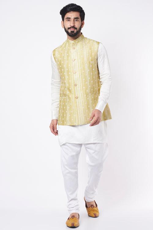 Embroidered Bundi Jacket with Kurta Set