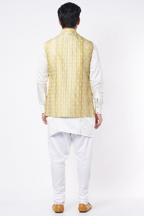 Embroidered Bundi Jacket with Kurta Set