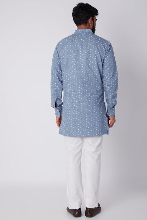 Heart Print Denim Kurta