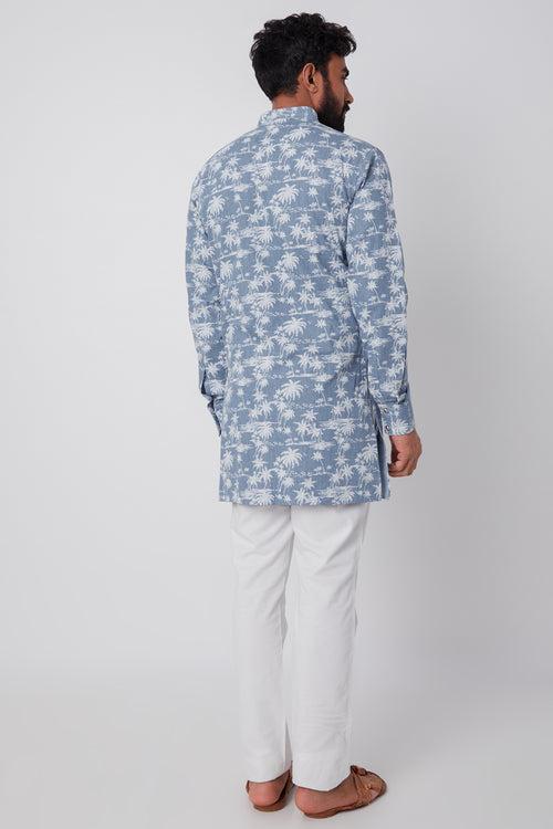 Denim Palm Tree Kurta