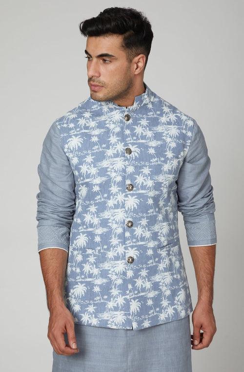 Tropical Denim Bundi Jacket