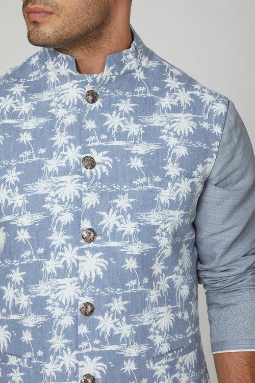 Tropical Denim Bundi Jacket