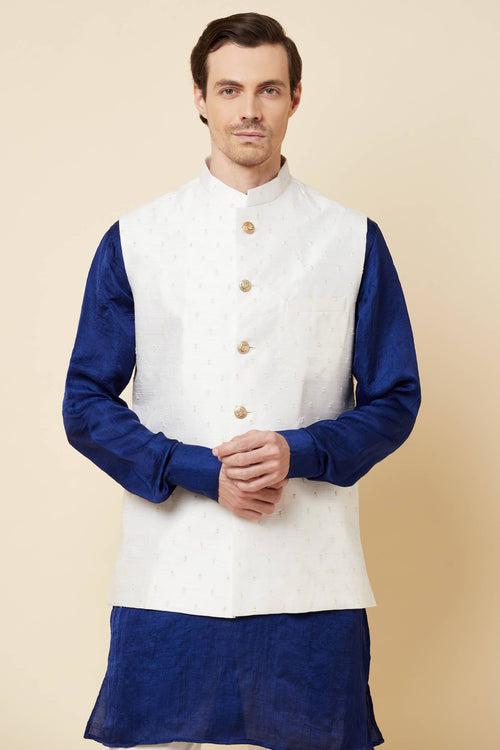 White Embroidered Jacket Kurta Set