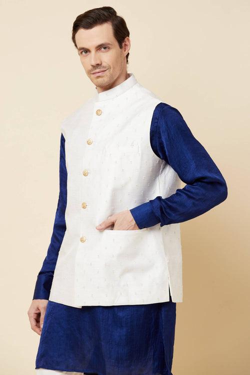 White Embroidered Jacket Kurta Set