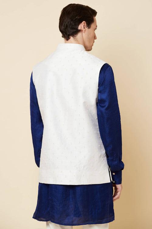 White Embroidered Jacket Kurta Set
