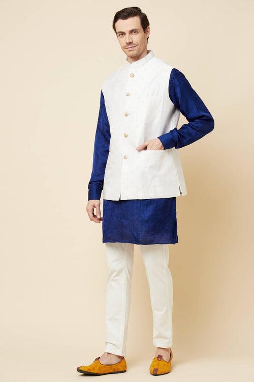 White Embroidered Jacket Kurta Set