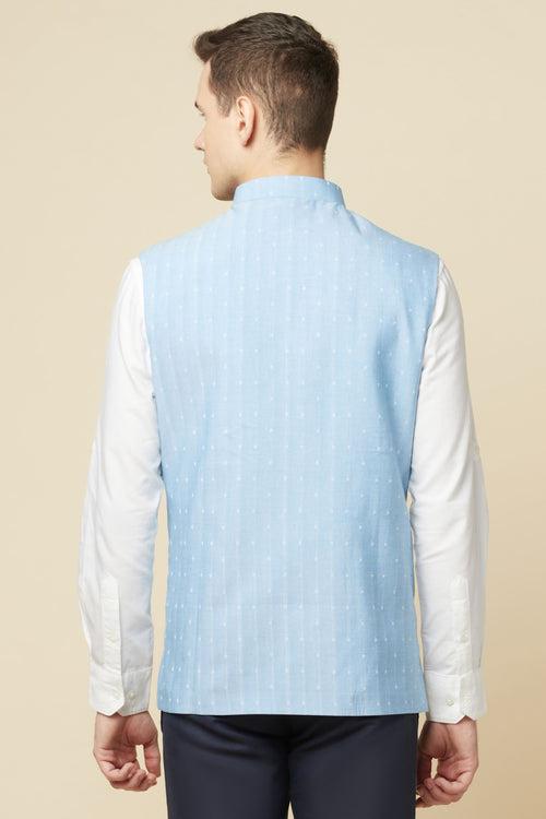 Sky Blue Bundi Jacket Shirt Set