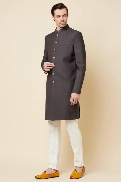 Dark Grey Sherwani Set