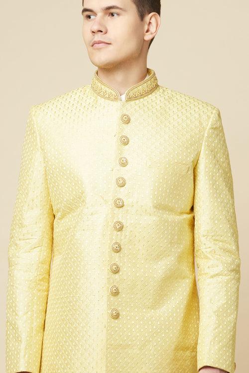 Yellow Embroidered Sherwani Set