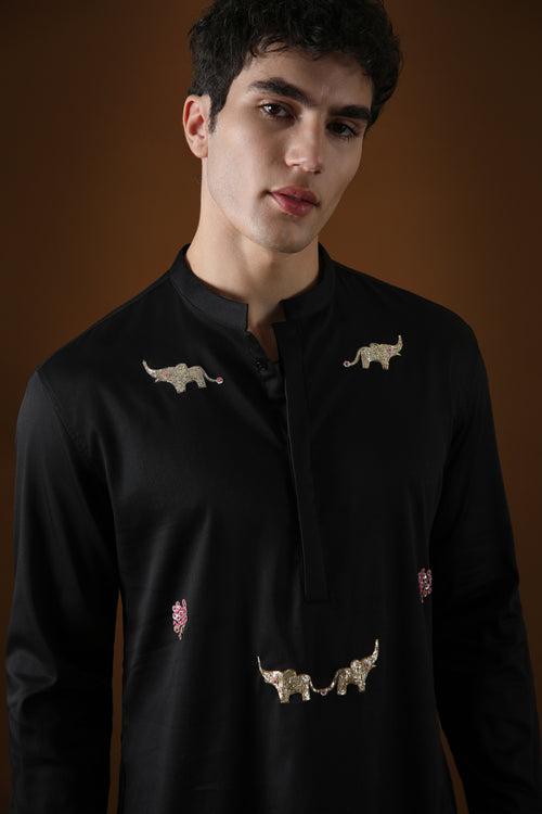 ELEPHANT - HAND EMBROIDERED DESIGNER KURTA