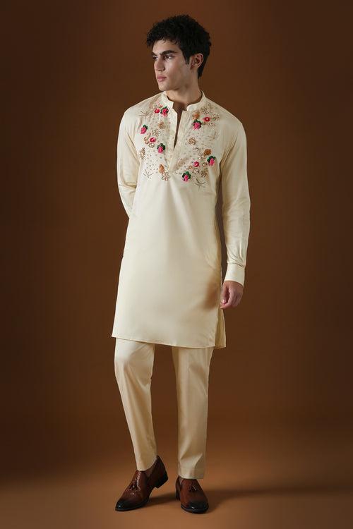 WILD FLOWERS - HAND EMBROIDERED DESIGNER KURTA