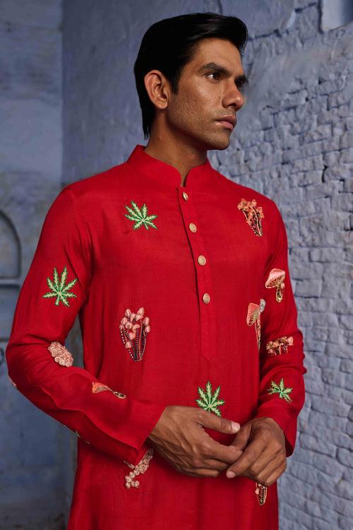 Red Magic Clouds Kurta