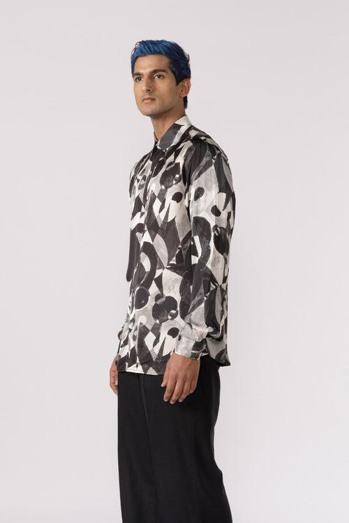 Abstract black and white printed shirt