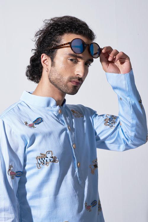 Blue Animal Kurta