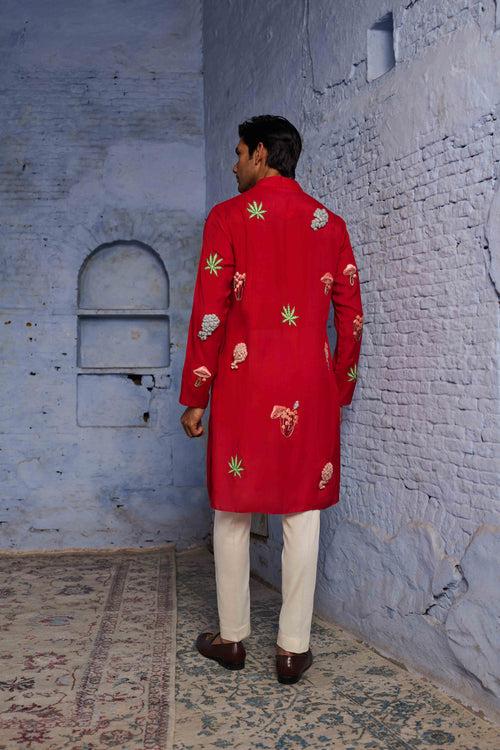 Red Magic Clouds Kurta