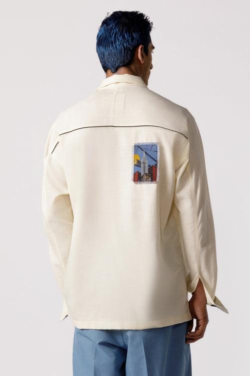Oversized Patch work shirt (Off-white)